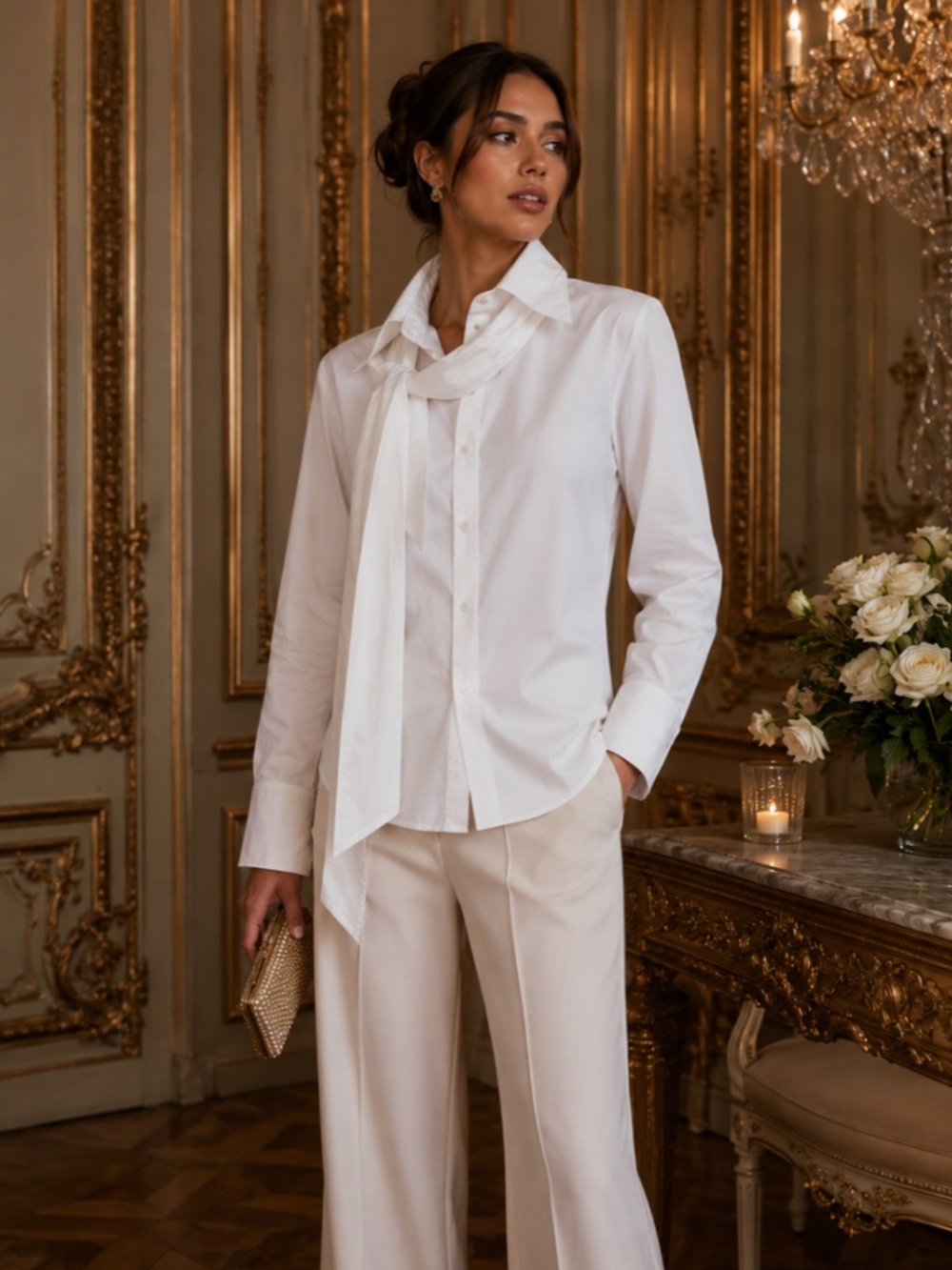 Pier Antonio Gaspari White Button Up with Detached white tie